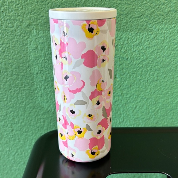 Floral Pink and White Water Bottle - Picture 1 of 1